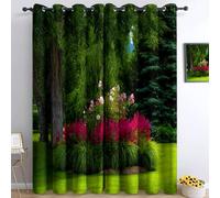 Giardino Del Prato Naturale Tende Oscuranti Termiche Isolanti - Ridurre Il Rumore, Termiche Isolanti per Camera da Letto - 2 Pannelli per camera da letto soggiorno, Verde, 183 x 214 cm