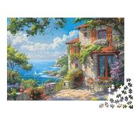 Giardino della villa sulla costa 1000 Pezzi Villa sul mare Cartone Resistente Puzzle Per Uomo E Donna, Difficile Sfida Educativa, Idea Regalo Famiglia 38x26cm/1000pcs