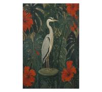 Giardino dell'ibisco dell'airone Puzzle 1000 Pezzi in Legno, Rompicapo | Prodotti botanici, Illustrazione botanica, Arte ingenua, Scena Decorativa, Struttura in Legno, Rompicapo, Gioco Familiare