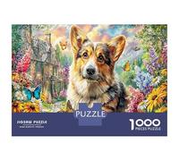 Giardino di Corgi Puzzle da Assemblare Carta Ponderata Corgi nel Villaggio di Girasoli per Anziani Rilassante Regalo Segreto di Babbo Natale 52x38cm/1000pezzi
