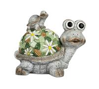 Giardino Figura Tartaruga Mosaico Fiore H.28cm Grigio Grün Magnesia FORMANO S25