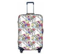 Giardino Fioritura Fiori di Campo, Uccelli, Foglie, Rami Stampa Cerniera Nascosta Decorativa Copertura Valigie Lavabile Viaggio Bagagli, bianco, S