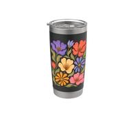 Giardino floreale botanico retrò con fiori selvatici Bicchiere termico in acciaio inox doppia parete