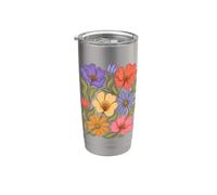 Giardino floreale botanico retrò con fiori selvatici Bicchiere termico in acciaio inox doppia parete