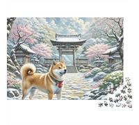 Giardino Giapponese Cane Puzzle 1000 Pezzi Carta per Adulti Scena Primaverile Set Puzzle 1000 Pezzi 52x38cm/1000pcs