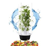 Giardino idroponico Verticale con 5/7/9 Livelli, LED Grow Light e Timer, Sis-Tema autoirrigante Indoor per Erbe aromatiche, ortaggi e Frutti, ABS Resistente Senza BPA(28Holes+LED)