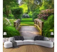 Giardino Inglese Carta Da Parati - Violette Cespugli Adesivo Tessuto Di Seta Murale,Per Camera Da Letto Soggiorno Sala Da Pranzo 400L × 280A Cm,Verde
