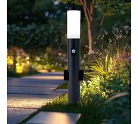 V-TAC Piantana LED da Giardino 60cm con Portalampada E27 e 2 Prese Schuko e Sensore di movimento (max 60W) Colore Grigio IP44