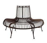 Giardino Panca Albero panchina Stile Antico Ferro Metallo Marrone Parco 134cm