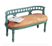 Giardino Panca Verde Anticato for Interni ed Esterni, Panca da Balcone in Stile Rustico a 2 Posti con Schienale e Cuscino, Squisita Sedia for Divano con Struttura in Legno retrò Terrazzo Balcone