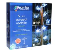 Giardino Parasole Mobile Farfalla Luci Batteria Funzionamento - 5 Bianco LED