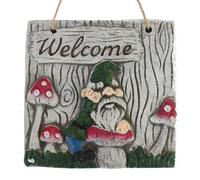 Giardino Stone Appeso Quadrato Gnomo Welcome Placca - Scelta Colore