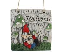Giardino Stone Appeso Quadrato Gnomo Welcome Placca - Scelta Colore