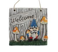 Giardino Stone Appeso Quadrato Gnomo Welcome Placca - Scelta Colore