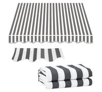 Giardino Tende da Sole 3,5x 3m Manuale Terrazza Sostituzioni In Tessuto per Tonalità da Sole Retrattile Baldacchino All'aperto Poliestere Resistente All'acqu(Size:5x3.5m,Color:Stripe bianche grigie)