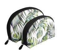 Giardino tropicale, Borsa per trucco a conchiglia Portamonete da donna Borsa da toilette piccola Borsa per cosmetici 2 pezzi