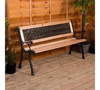 Giardino Vida Panca da Giardino, Design a Croce a 3 Posti, Mobili da Esterni, Doghe in Legno, Gambe in Ghisa, Parco, Terrazzo