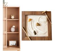 Giardino Zen desktop in legno - vassoio di sabbia in miniatura compatta con strumenti di meditazione classici | per la riduzione dello stress, di rilassamento, miglioramento della mes