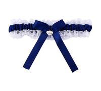 Giarrettiera da sposa in pizzo blu con nastro decorato con fiocco e bellissimi cuori, accessori da sposa, appositamente progettati per i matrimoni