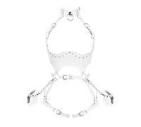 Giarrettiera in vita Punk Imbracatura per tutto il corpo per le donne Fotografia Danza Rock Halloween Gabbia in pelle Set, bianco, taglia unica