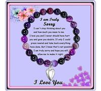 GIAYIER Braccialetto con scritta "I'm Sorry & Forgive Me", regalo per lei, moglie, fidanzata, migliore amica, Adjustable, Pietra, Ametista