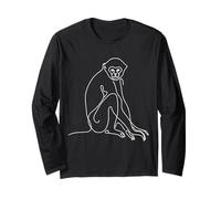 Gibbon Lesser Ape Line Art Primate Art Primatologo Maglia a Manica