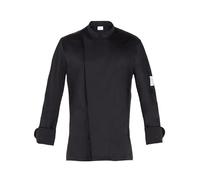 GIBLOR'S - Giacca Augustin Uomo per Chef, Cuoco, in Cotone Elasticizzato, Collo Coreano, Disponibile in Diversi Colori e Dimensioni (Nero, XL)