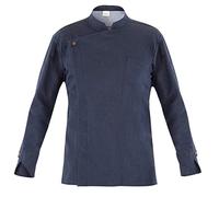GIBLOR'S Giacca Chef Uomo Elasticizzata Eric, Colore Jeans Blu, Manica Lunga (XXL)