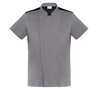 GIBLOR'S Giacca Cuoco Thiago con Maniche Corte E Schiena Traspirante (Grigio Chiaro, XL)