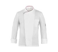 GIBLOR'S - Giacca Patrizio Uomo per Chef, Cuoco, in Cotone Elasticizzato, Chiusura a bottoni, disponibile in diversi colori (Bianco Tricolore XL)
