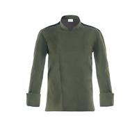 GIBLOR'S - Giacca Raul Uomo per Chef, Cuoco, in Cotone Elasticizzato, Collo Coreano, Disponibile in Diversi Colori e Dimensioni (Militare M)