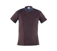 GIBLOR'S - Giacca Thiago Uomo per Chef, Cuoco, in Cotone Elasticizzato, Collo Coreano, disponibile in diversi colori (Marrone XL)
