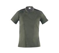 GIBLOR'S - Giacca Thiago Uomo per Chef, Cuoco, in Cotone Elasticizzato, Collo Coreano, disponibile in diversi colori (Militare S)