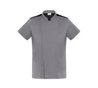 GIBLOR'S - Giacca Thiago Uomo per Chef, Cuoco, in Cotone Elasticizzato, Collo Coreano, disponibile in diversi colori (Grigio Chiaro XL)