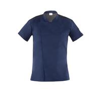 GIBLOR'S - Giacca Thiago Uomo per Chef, Cuoco, in Cotone Elasticizzato, Collo Coreano, disponibile in diversi colori (Blu XL)