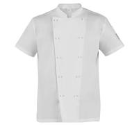 GIBLOR'S - Giacca Tommaso Uomo per Chef, Cuoco, in Cotone Elasticizzato, doppio petto, manica corta disponibile in diversi colori (Bianco L)