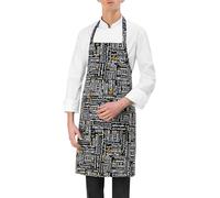 GIBLOR'S - Grembiule Parigi Unisex Uomo Donna per Chef, Cuoco, Cucina, in Cotone Elasticizzato, allacciatura fissa, taglia unica, disponibile in diversi colori (Menù)