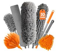 GIBOHOM 10 Pezzi Spolverino Telescopico, Lavabile Togli Ragnatele Allungabile 27-255 CM, Spolverino per Polvere Microfibra per Pulizia Tetti Interni, TV, Ventilatori a Soffitto, Ragnatela