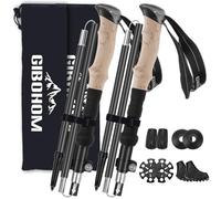 GIBOHOM Bastoncini Trekking Alluminio, 2 Pezzi Nordic Bastoni Trekking 105-125 CM Pieghevoli, Antiurto, Racchette Trekking con 4 Paia di Cuscinetto in Gomma, Borsa per Montagna Escursioni Neve, Unisex