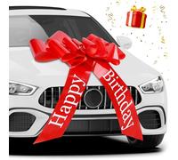 GIBOHOM Grande Fiocco per Auto, Fiocchi Regalo Grande 76 cm, Gigante Fiocchi Automontante Riutilizzabile per Auto, Bicicletta, Festa, Compleanno, con Ventosa e 4 Piccoli Fiocchi (Happy Birthday)