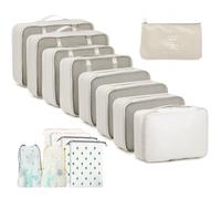 GIBOHOM Organizer Valigia, 15 Pezzi Set Organizer per Valigia, Packing Cubes per Vacanze e Viaggi, Divisori Valigia, Beige