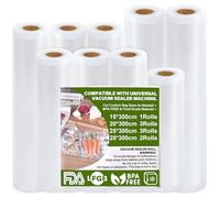 GIBOHOM Sacchetti Sottovuoto Alimenti 15/20/25/28 x 300 cm, 9 Sottovuoto Alimenti 150µm Senza BPA Resistente Agli Strappi, Goffrato Buste Sottovuoto Alimenti per Macchina Sottovuoto, Cottura Sous Vide