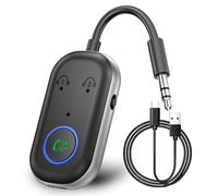 GIBOHOM Trasmettitore Bluetooth 5.3, Adattatore Bluetooth 2-in-1, Adattatore Cuffie Aereo Supporta 2 Auricolare, 3.5 mm AUX Jack Trasmettitore per TV, Telefono Mobile, Car Audio Systems, Palestra