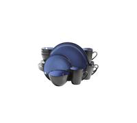 Gibson Elite Soho Lounge Round Reactive Glaze Stoneware Dinnerware Set, Service for 4 (16pc), Blue