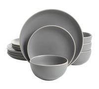 Gibson Home Rockaway 12Piece Dinnerware Set Service for 4 Grey Matte