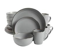 Gibson Home, set di stoviglie Rockaway Gold da 16 pezzi, grigio opaco