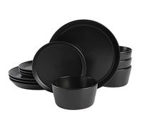 Gibson Soho Lounge, Soho Lounge Sofia Set di stoviglie da 12 pezzi, nero opaco