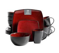 Gibson Soho Lounge, Soho Lounge Square Set di stoviglie da 16 pezzi, rosso
