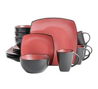 Gibson Soho Lounge, Soho Lounge Square Set di stoviglie da 16 pezzi, rosso opaco reattivo
