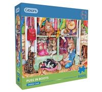 Gibsons Debbie Cook - Puzzle per adulti con il gatto con gli stivali, extra large, facile da maneggiare, opera d'arte di Debbie Cook, regalo per amanti dei felini, prodotto in Regno Unito e UE